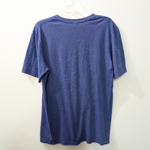 The North Face Blue Short Sleeve with Neon Green Logo, Mens Large - Picture 5 of 6